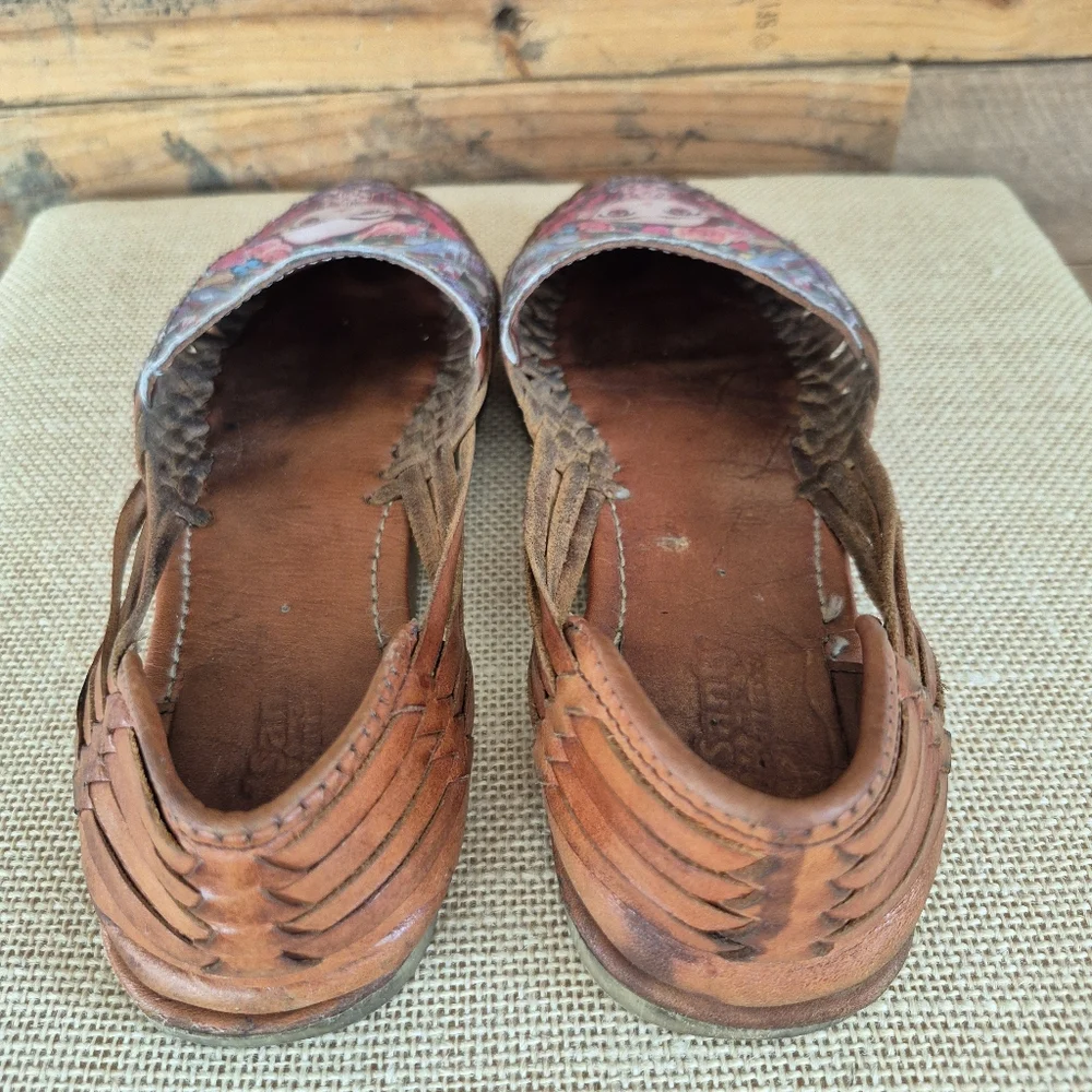 Frida Kahlo Sandals D'Santy Artsy Leather Mexican Huraches Womens 5 MX / 7.5 US
